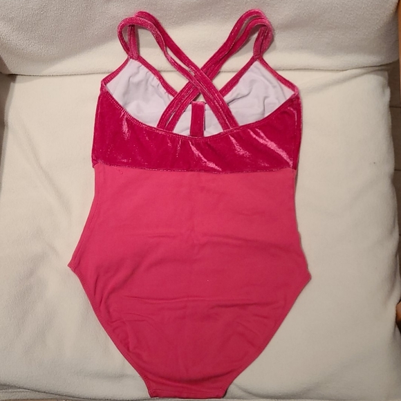 Hot Pink velvet ballet leotard - Picture 2 of 6